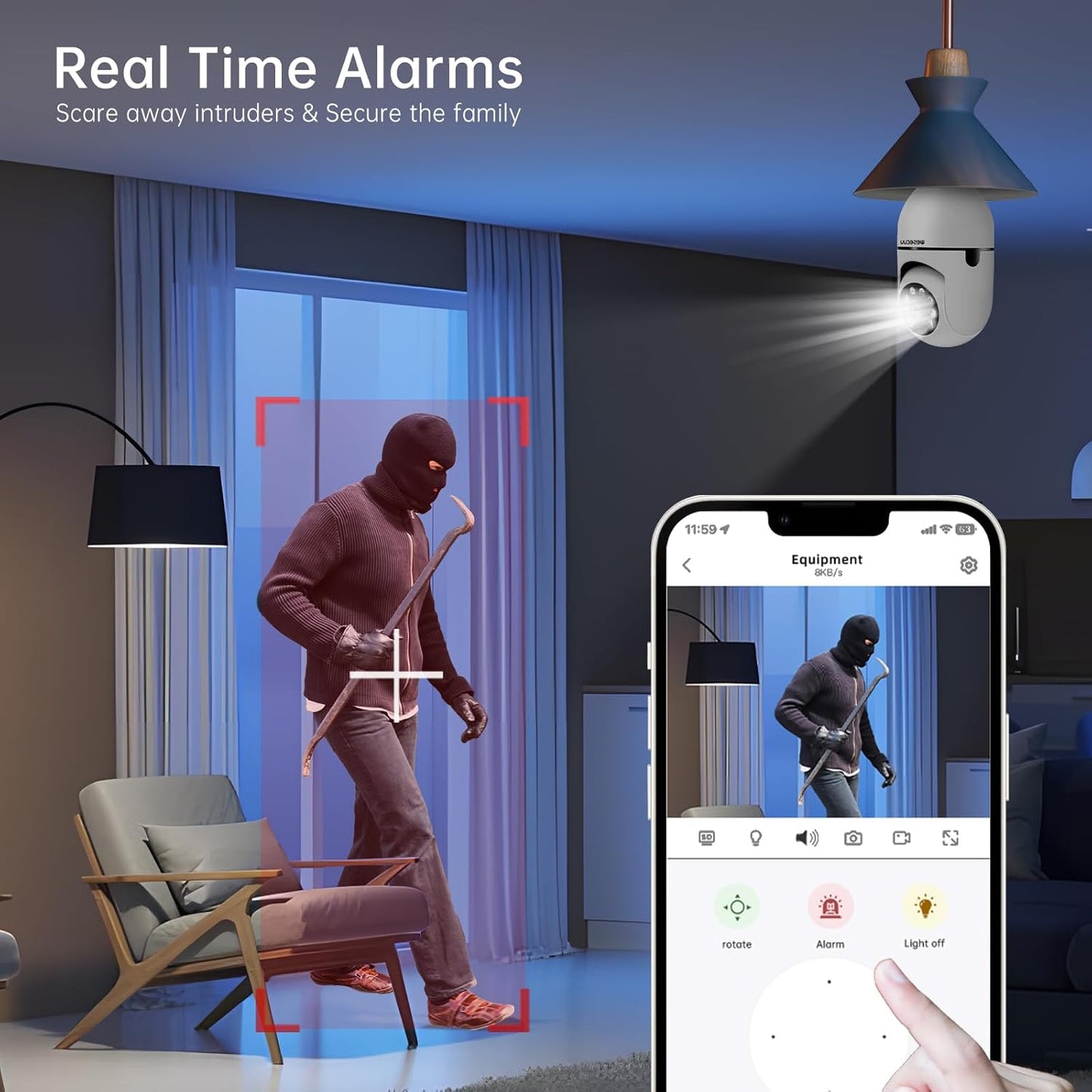 2K Wireless Light Bulb Security Camera