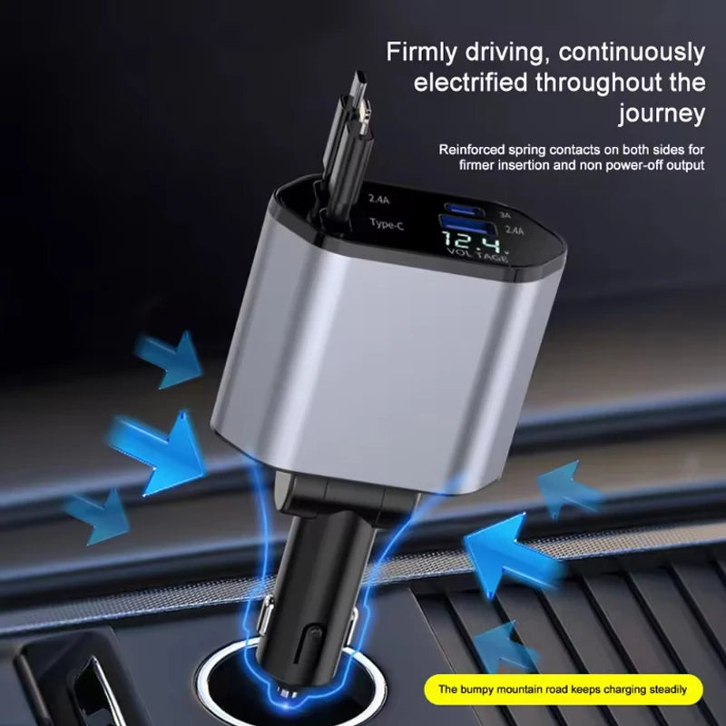 4-In-1 Retractable Car Charger
