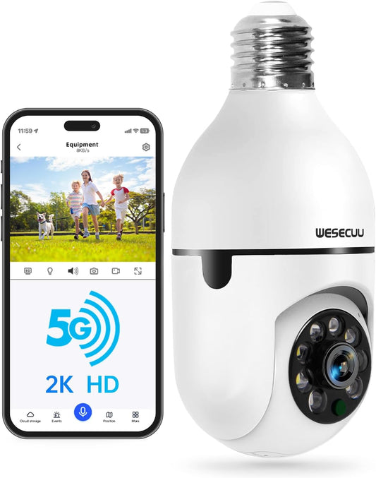 2K Wireless Light Bulb Security Camera