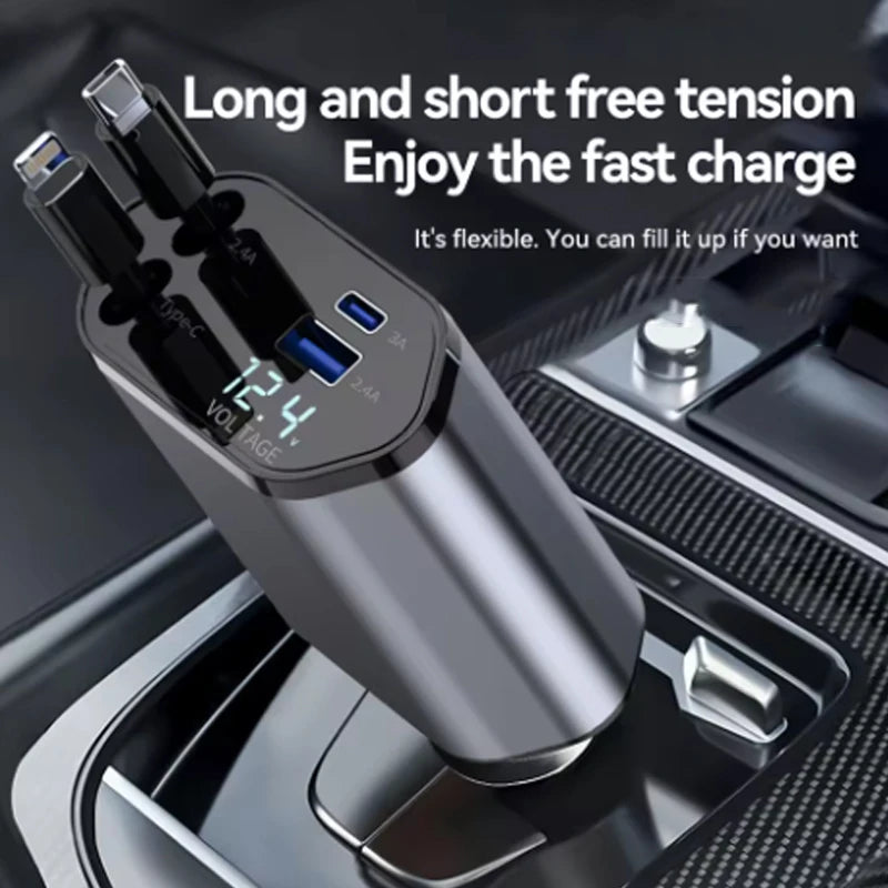 4-In-1 Retractable Car Charger